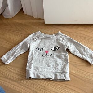 Gray Cat Face Kids Shirt 12M